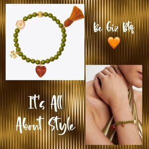 NWT Tory Burch Authentic Roxanne Beaded Charm Bracelet Green